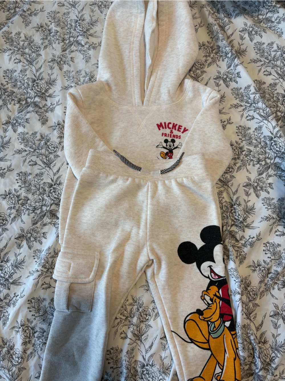 Mickey & Friends Beige Hoodie Jumpsuit with Graphic